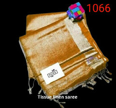Tissue linen plain Saree SILK ZONE