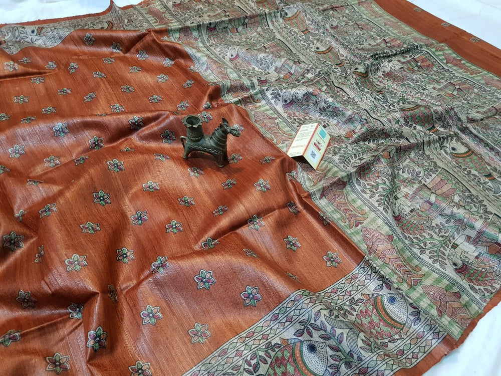 TUSSAR SILK PRINT SAREE