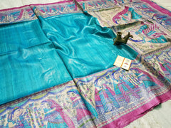 TUSSAR SILK PRINT SAREE