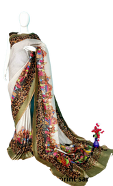 Linen digital print Saree SILK ZONE