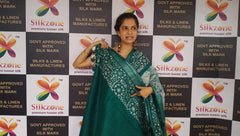 Khadi linen batik printed saree SILK ZONE