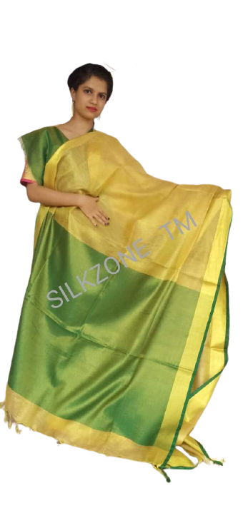 Tissue linen plain saree SILK ZONE