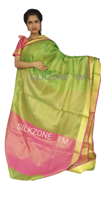 Tissue linen plain saree SILK ZONE