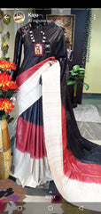 Pure tussar ghicha triple zari border saree SILK ZONE