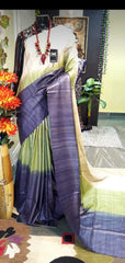 Pure Tussar ghicha triple zari border saree SILK ZONE