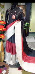 Pure tussar ghicha triple colour zari border saree SILK ZONE