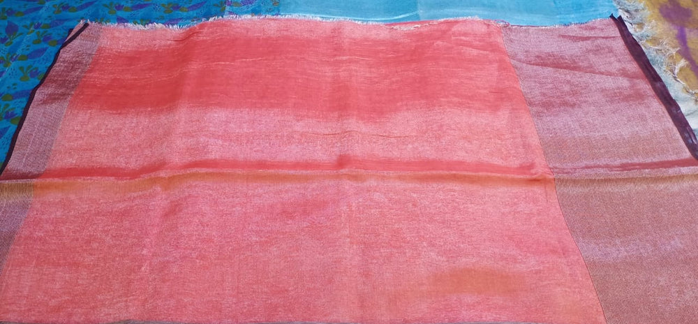 Tissue linen plain Saree SILK ZONE