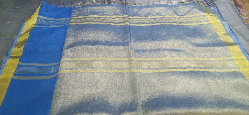 Tissue linen plain saree SILK ZONE