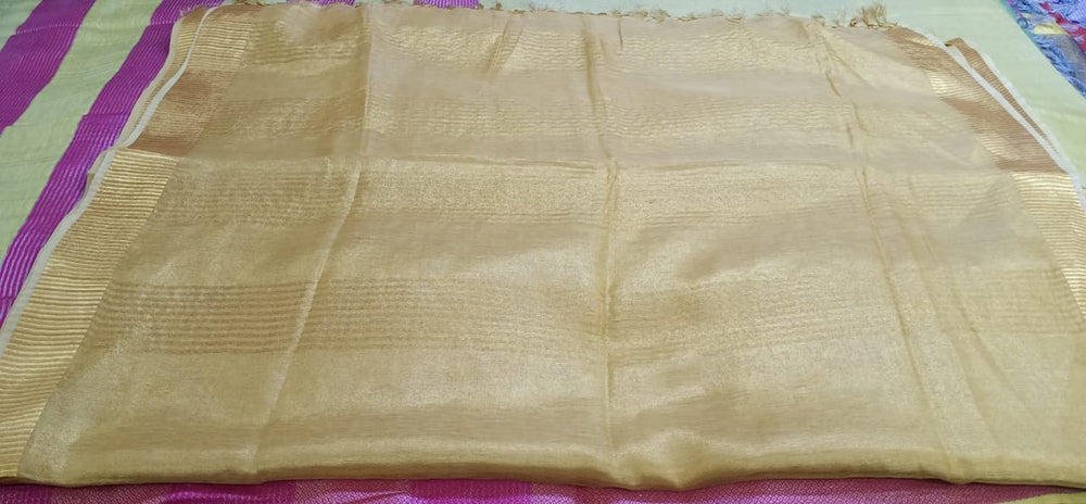 Tissue linen plain saree SILK ZONE