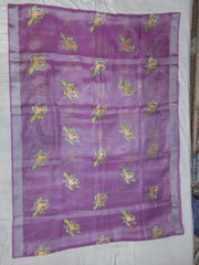Tissue linen embroidery saree SILK ZONE