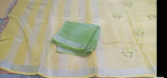 Tissue linen embroidery saree SILK ZONE