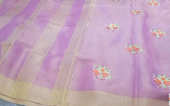 Tissue linen embroidery saree SILK ZONE