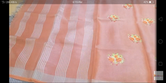 Tissue linen embroidery Saree SILK ZONE