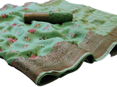 Linen jacquard saree M J HANDLOOM