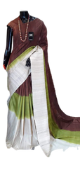 Pure tussar ghicha triple zari border Saree SILK ZONE