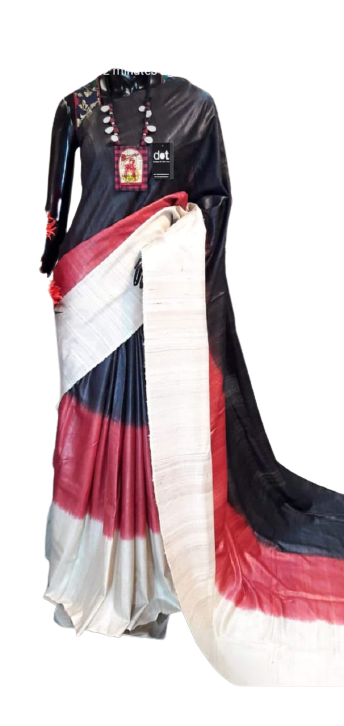 Pure tussar ghicha triple zari border saree SILK ZONE