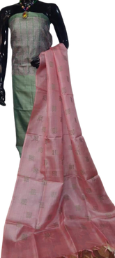 Tussar silk embroidery suit SILK ZONE