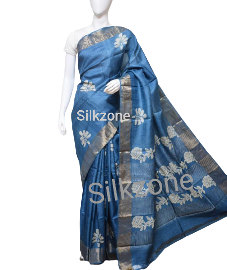 Pure Tussar Silk print saree