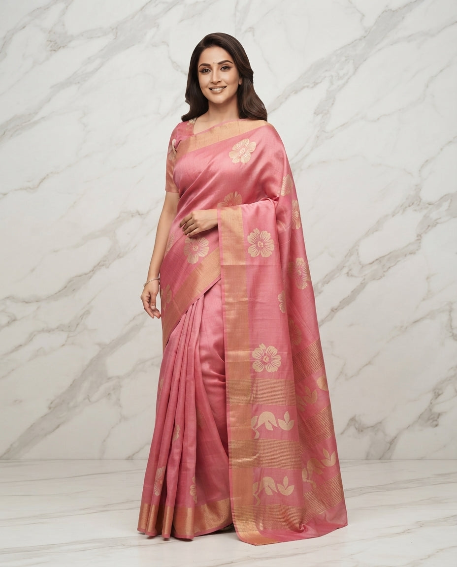 Tussar silk printed saree
