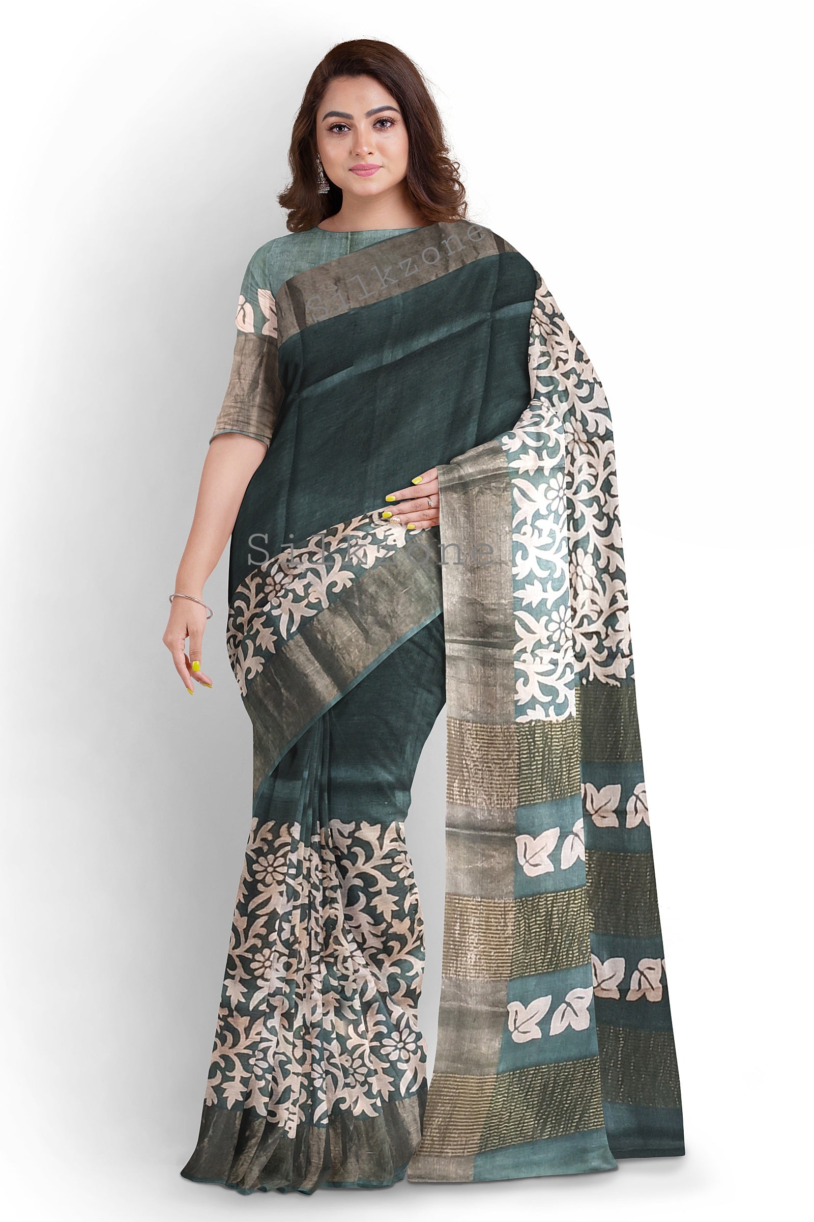 Pure Tussar Silk print saree