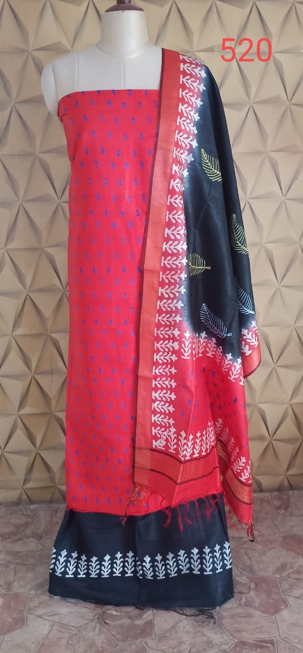 Soft silk hand print suit SILK ZONE
