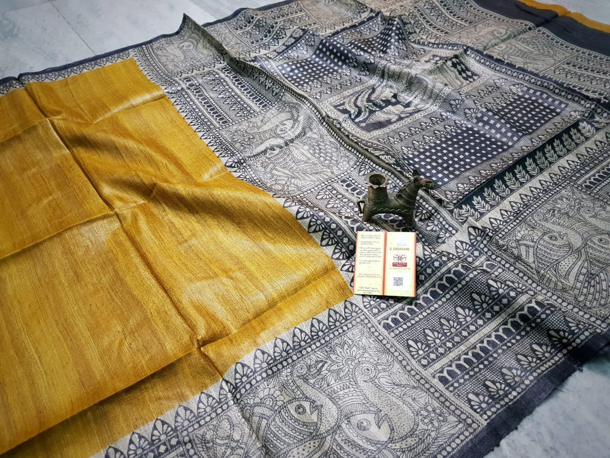 TUSSAR SILK PRINT SAREE