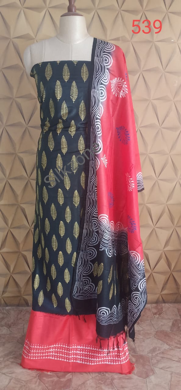 Soft silk hand print suit SILK ZONE