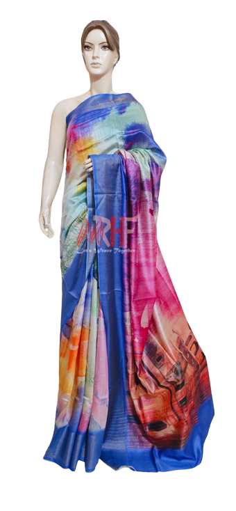 TUSSAR SILK PRINT SAREE