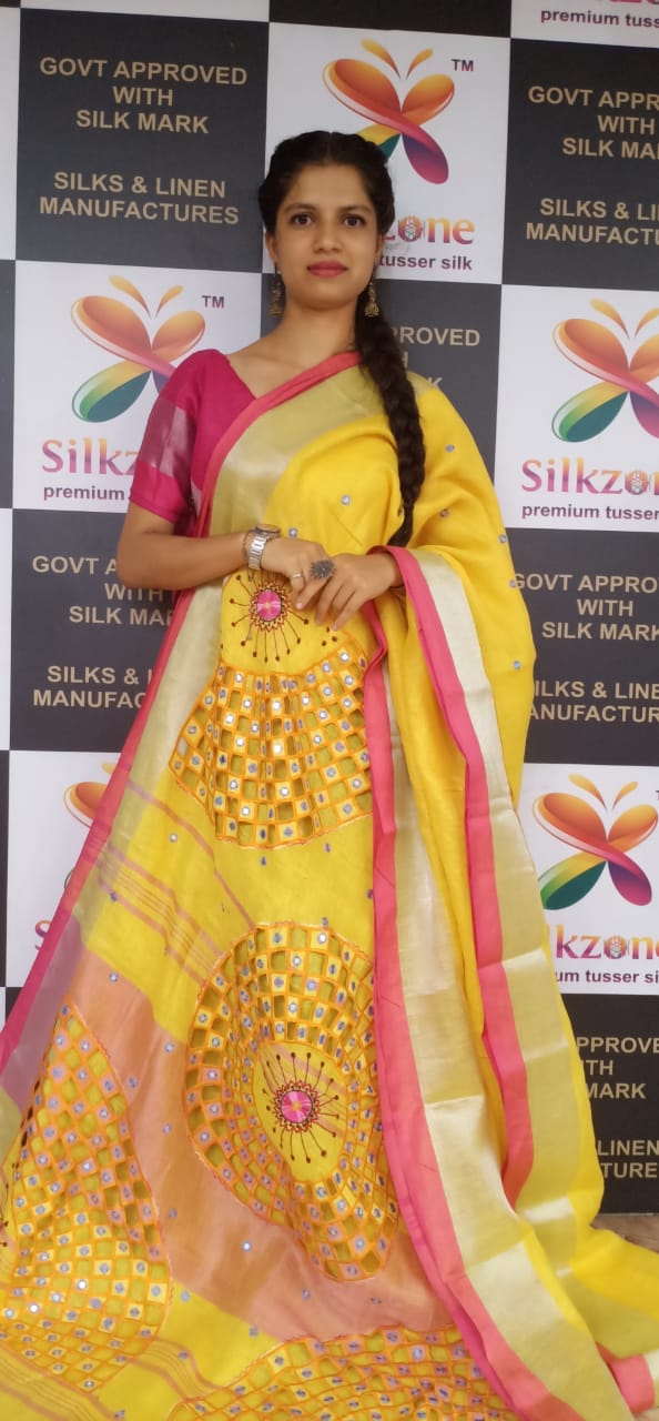 Linen cutwork design saree SILK ZONE