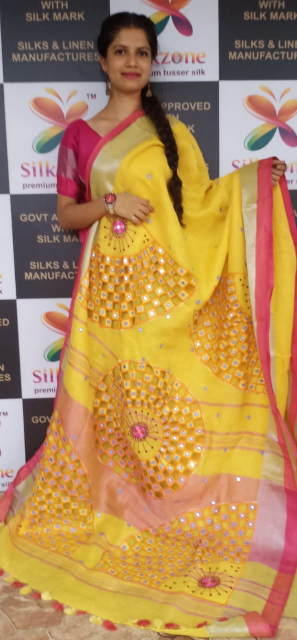 Linen cutwork design saree SILK ZONE