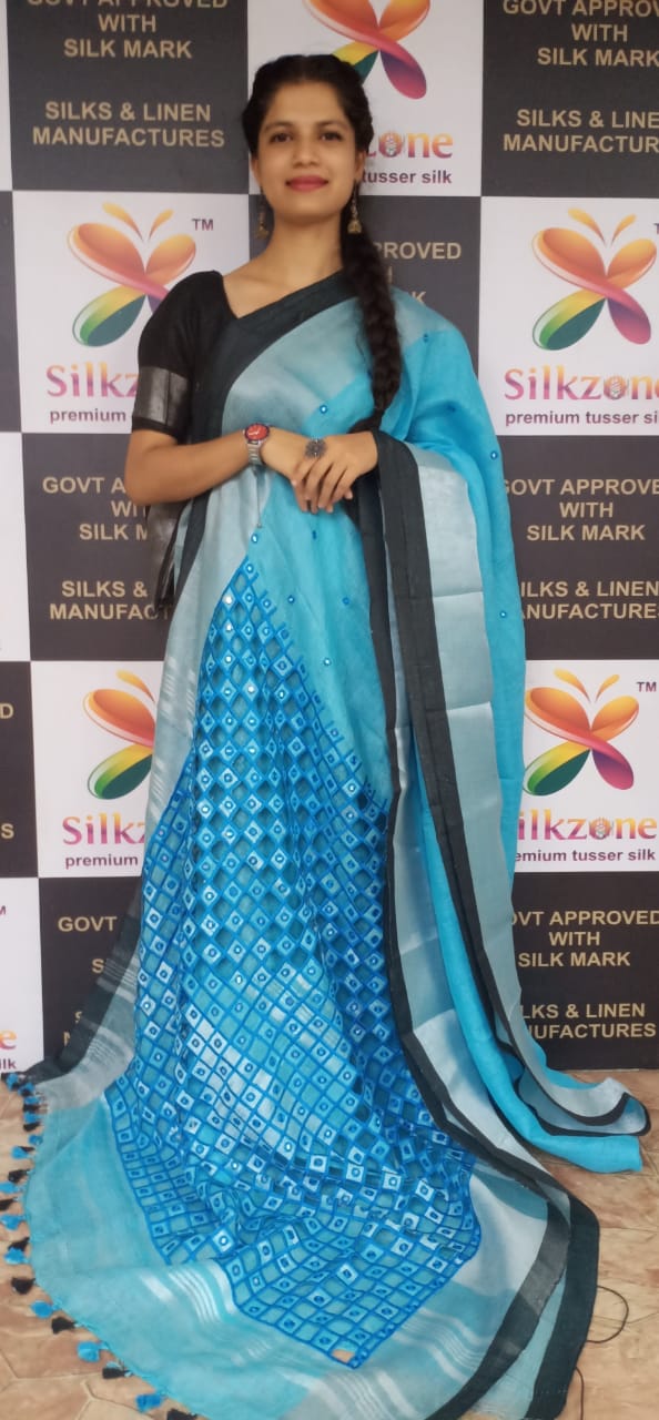 Linen cutwork design saree SILK ZONE