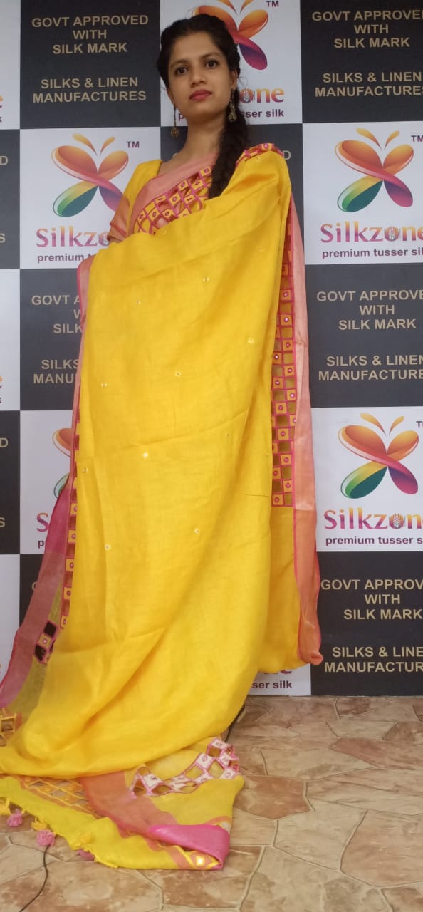 Linen cutwork design saree SILK ZONE