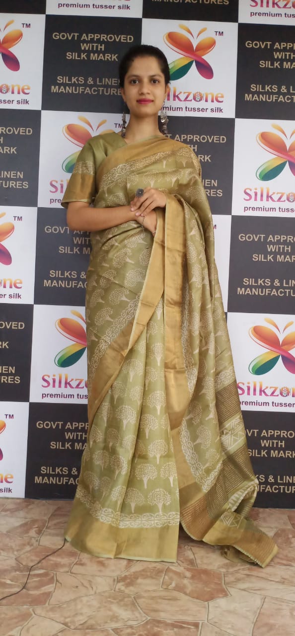 Pure Tussar Silk print saree