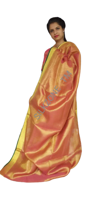Tissue linen plain Saree SILK ZONE