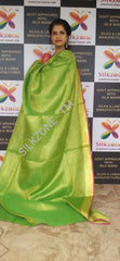 Tissue linen plain saree SILK ZONE