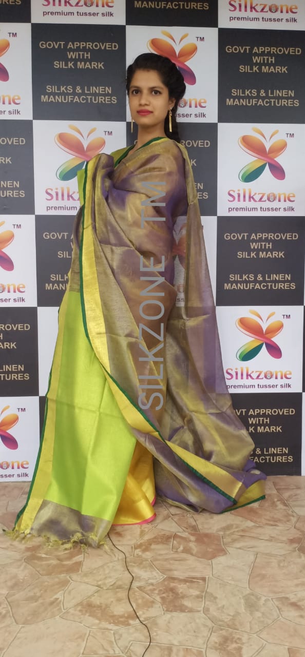 Tissue linen plane saree SILK ZONE