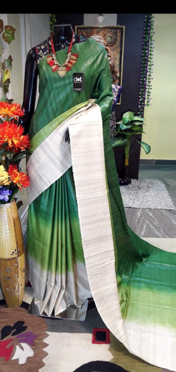 Pure tussar ghicha triple zari border saree SILK ZONE