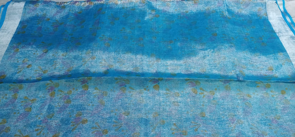 Tissue linen printed saree SILK ZONE