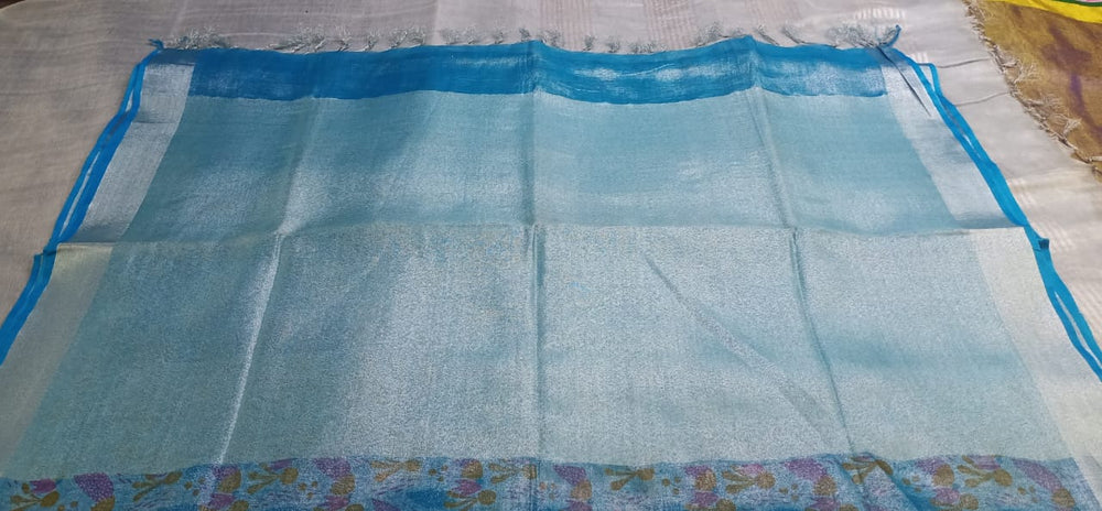Tissue linen printed saree SILK ZONE