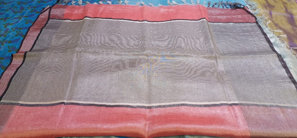 Tissue linen plain Saree SILK ZONE