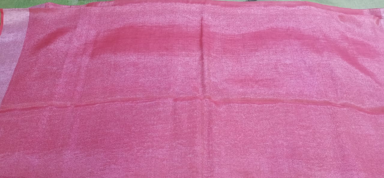 Tissue linen plain Saree SILK ZONE