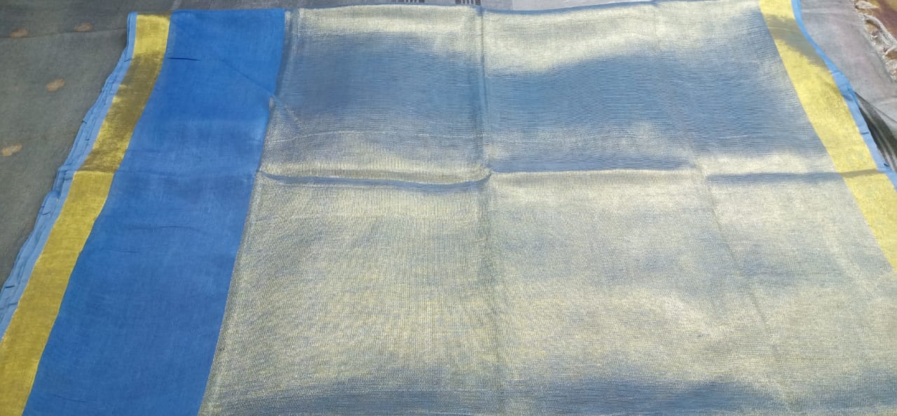 Tissue linen plain saree SILK ZONE