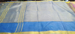 Tissue linen plain saree SILK ZONE