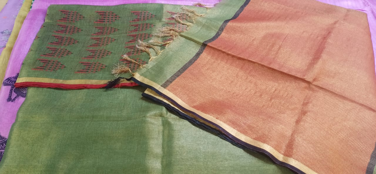 Tissue linen printed saree SILK ZONE