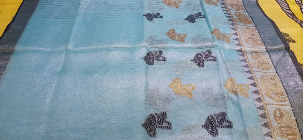 Tissue linen printed saree SILK ZONE
