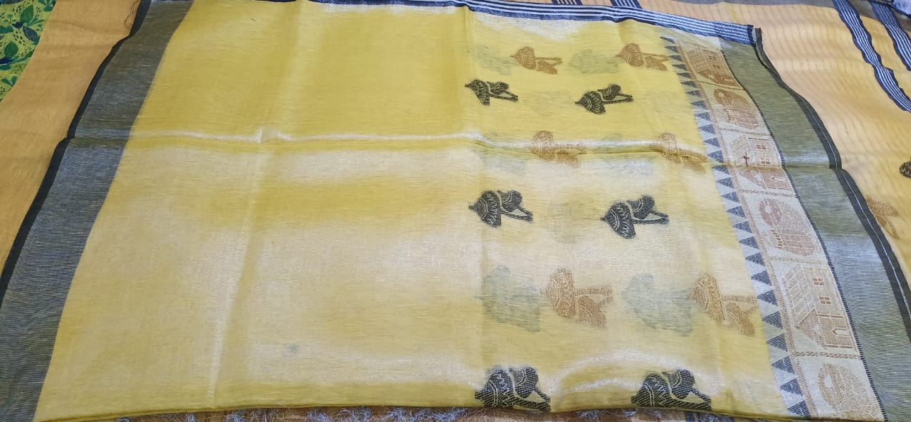 Tissue linen printed saree SILK ZONE