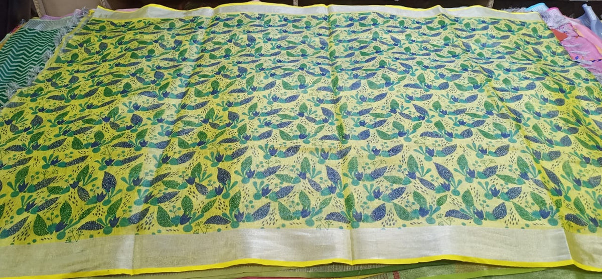 Tissue linen printed Saree SILK ZONE