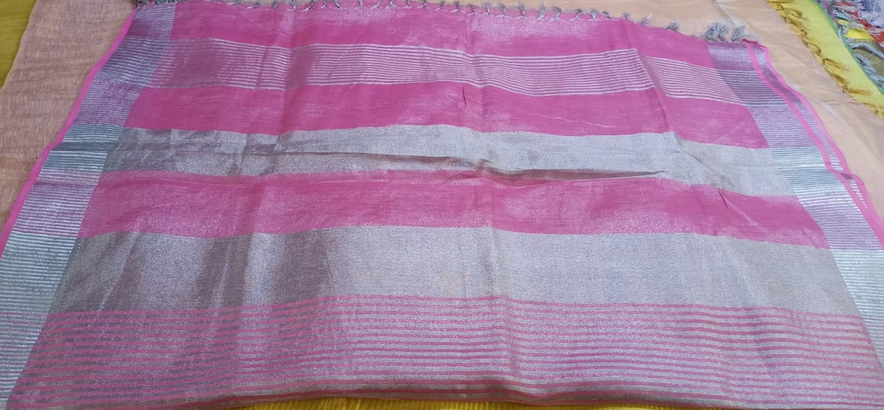 Tissue linen printed saree SILK ZONE