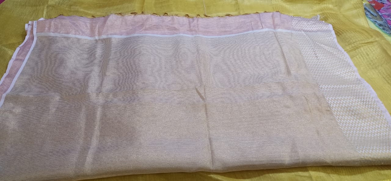 Tissue linen plain saree SILK ZONE