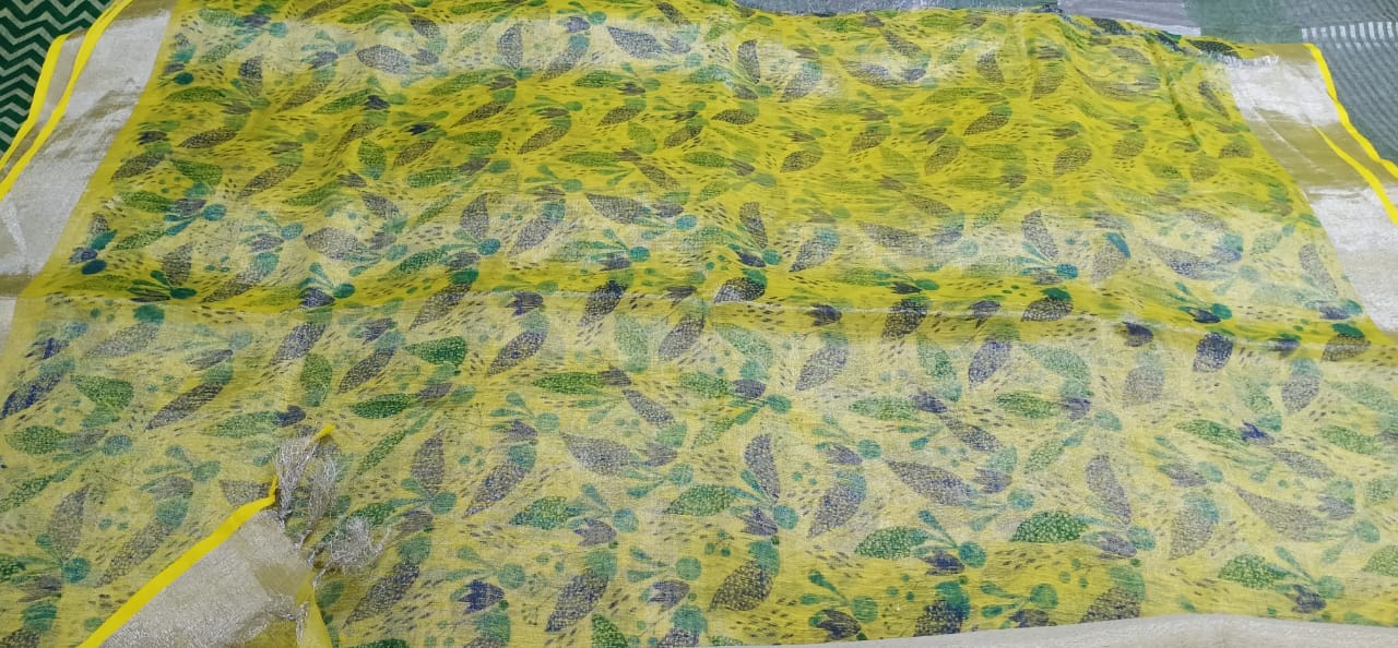 Tissue linen printed saree SILK ZONE
